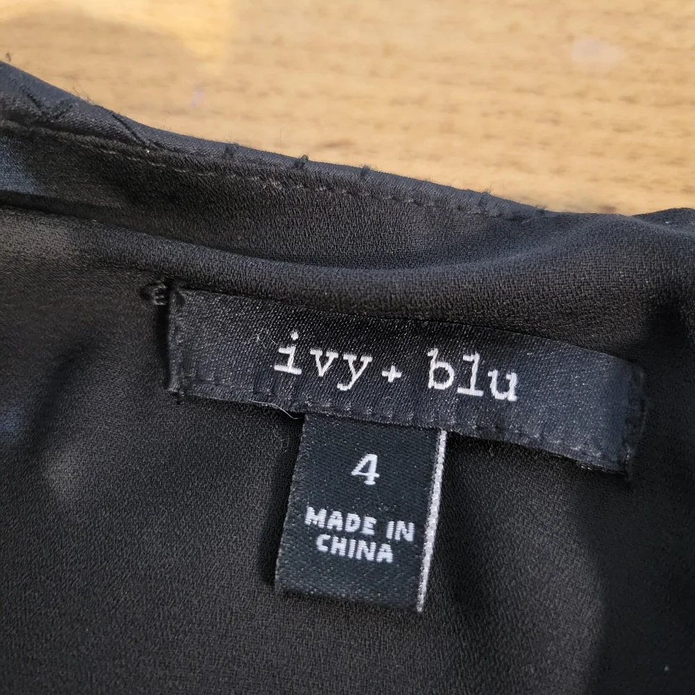 Ivy + Blu size 4 perfect little black v-neck dress with built in slip - Picture 12 of 12